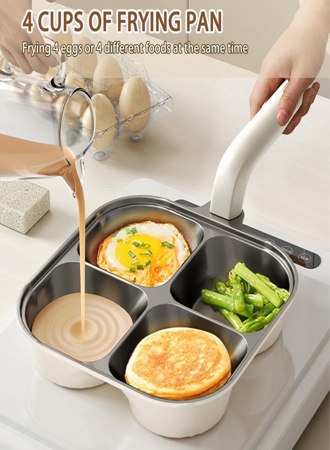 JUSTUP مقلاة بيض JUSTUP سعة 4 أكواب، غير لاصقة، مصنوعة من السيراميك التيتانيوم الصحي، مناسبة لجميع أنواع المواقد، مزودة بمقابض مقاومة للحرارة وقابلة للرفع، سهلة التنظيف، خالية من حمض البيرفلوروكتانويك (أسود). - Image 3